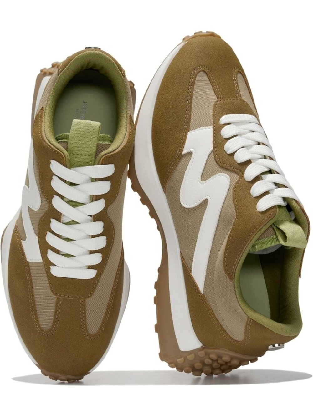 Women's Camel Lightweight Trendy Non Slip Lace Up Casual Fashion Sneakers